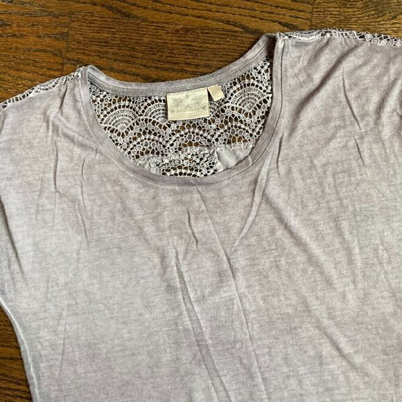 Dantelle t-shirt top with lace detail- Dusty purple Dante;;e burnout top size L - Picture 3 of 5